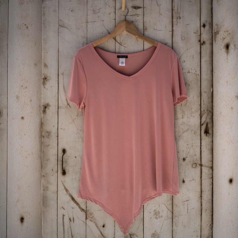 NWT White Birch Salmon V-Neck Tie Side Tee Top
